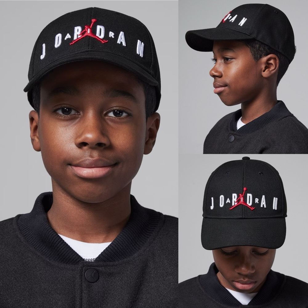 Air Jordan Youth Structured SnapBack Cap Hat Black Adjustable Style # 0128-023